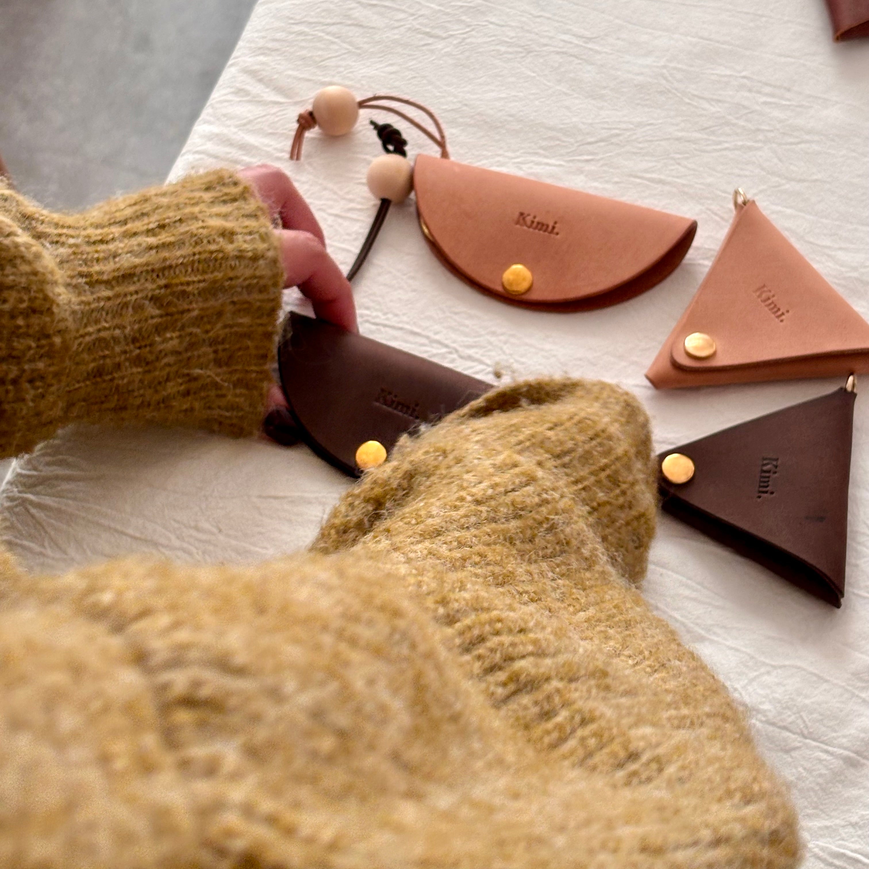 Triangle Coin Pouch-Camel