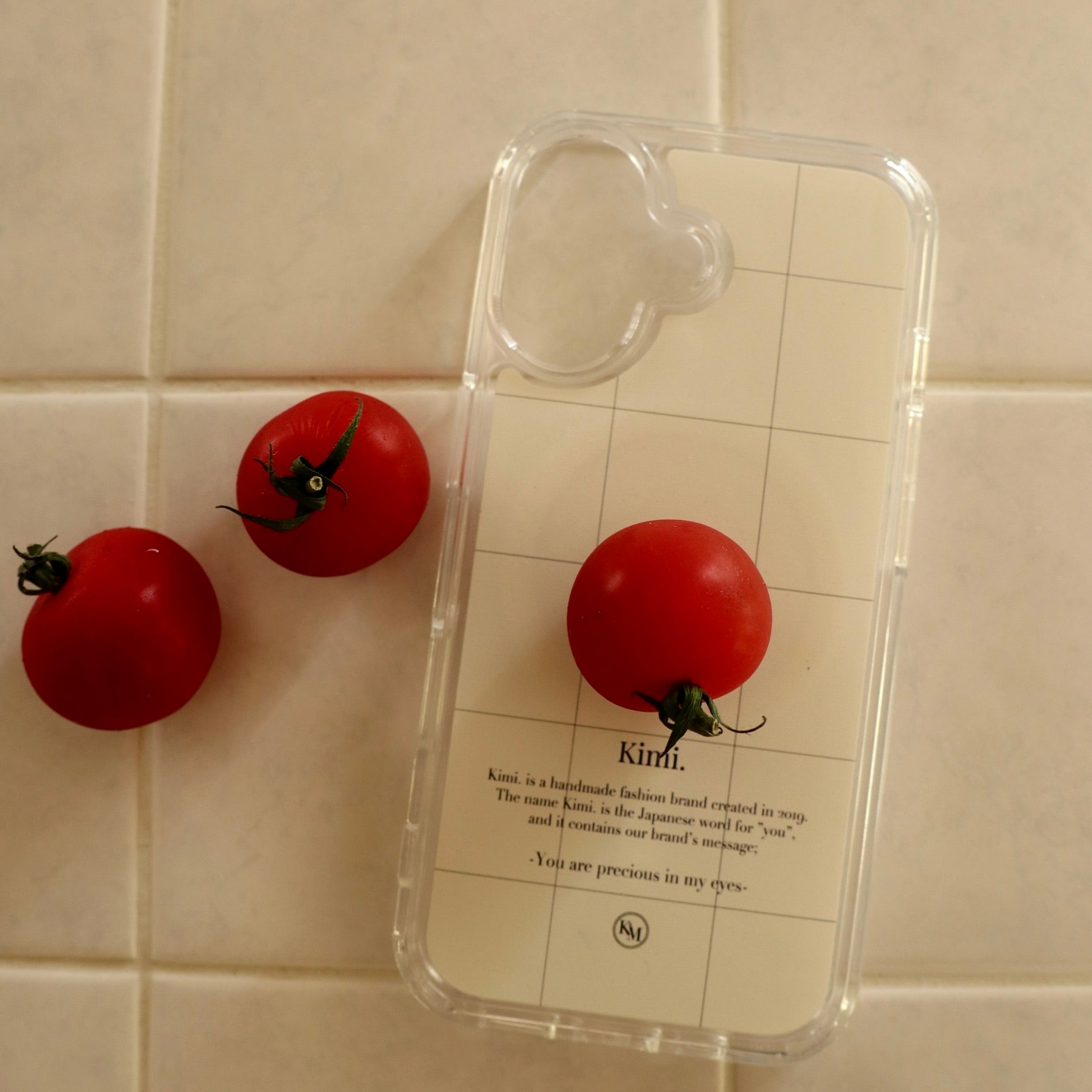 Logo Grid MagSafe Case-Cream Beige