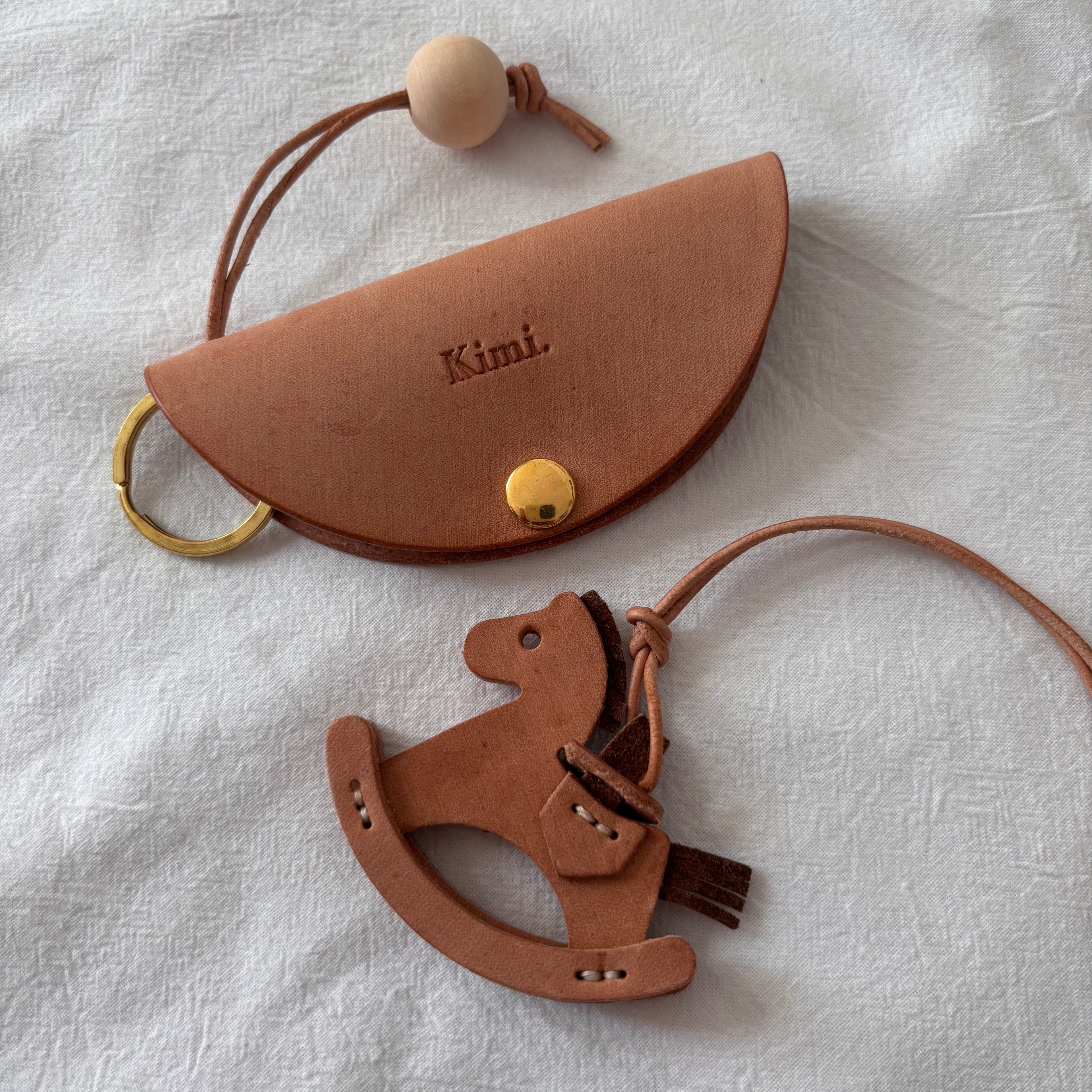 Nubuck Circle Key Case-Camel