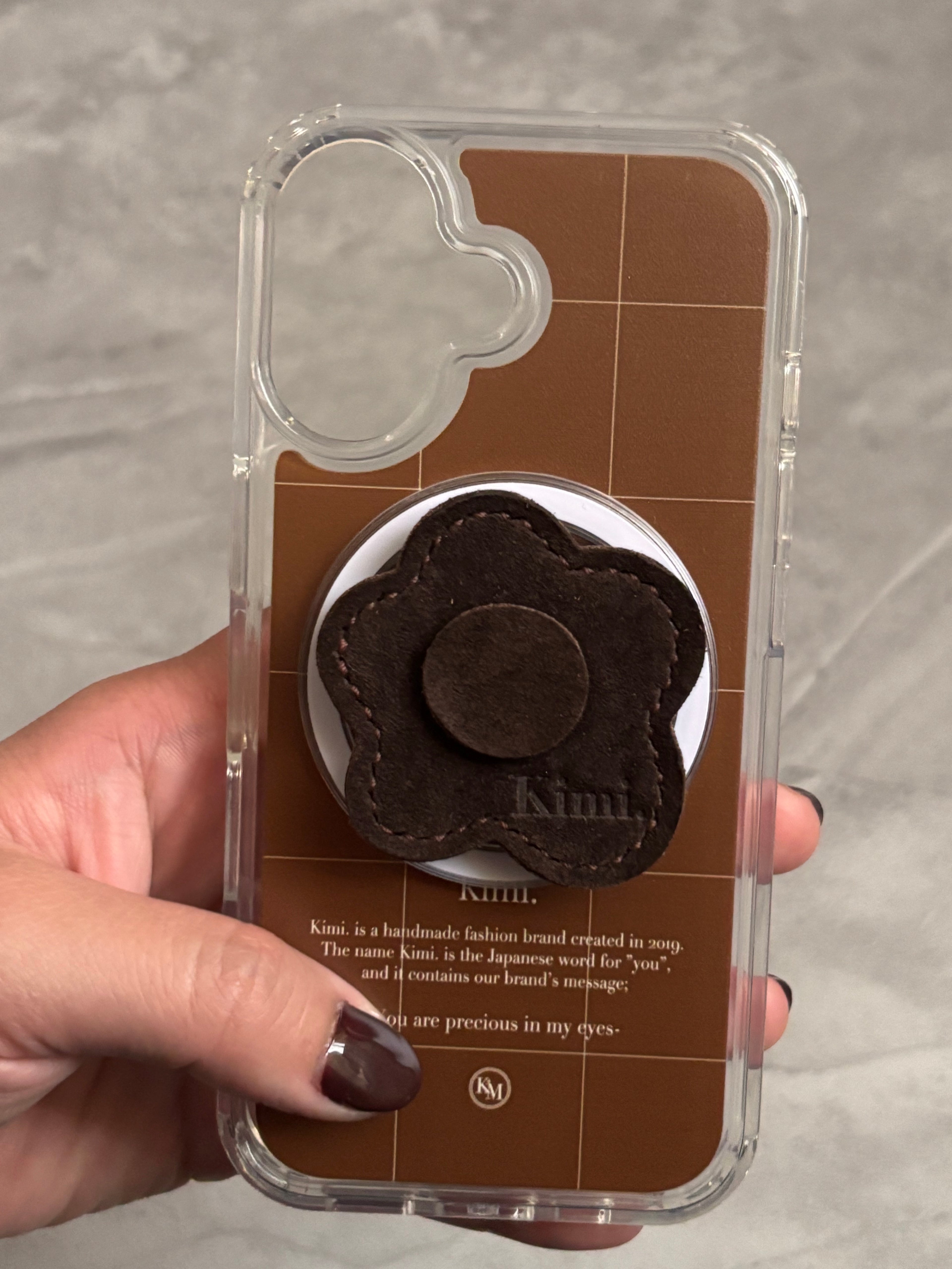 Suede Flower Griptok-Dark Brown