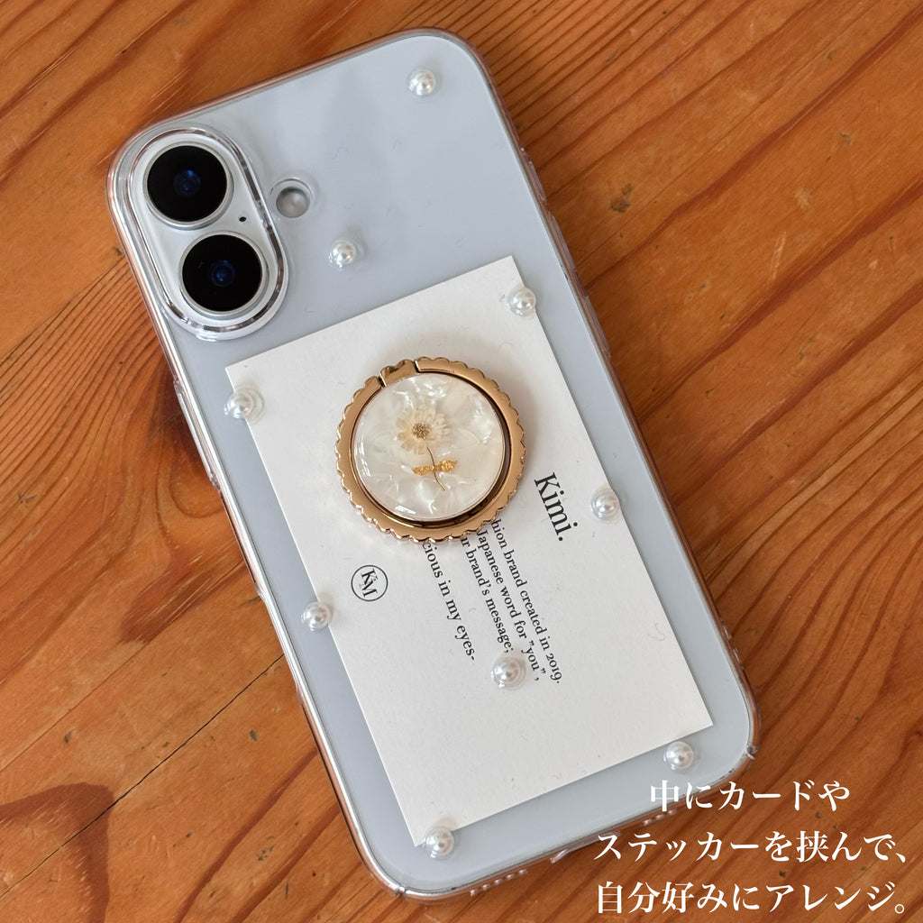 Flower Ring Pearl Phone Case -Gold