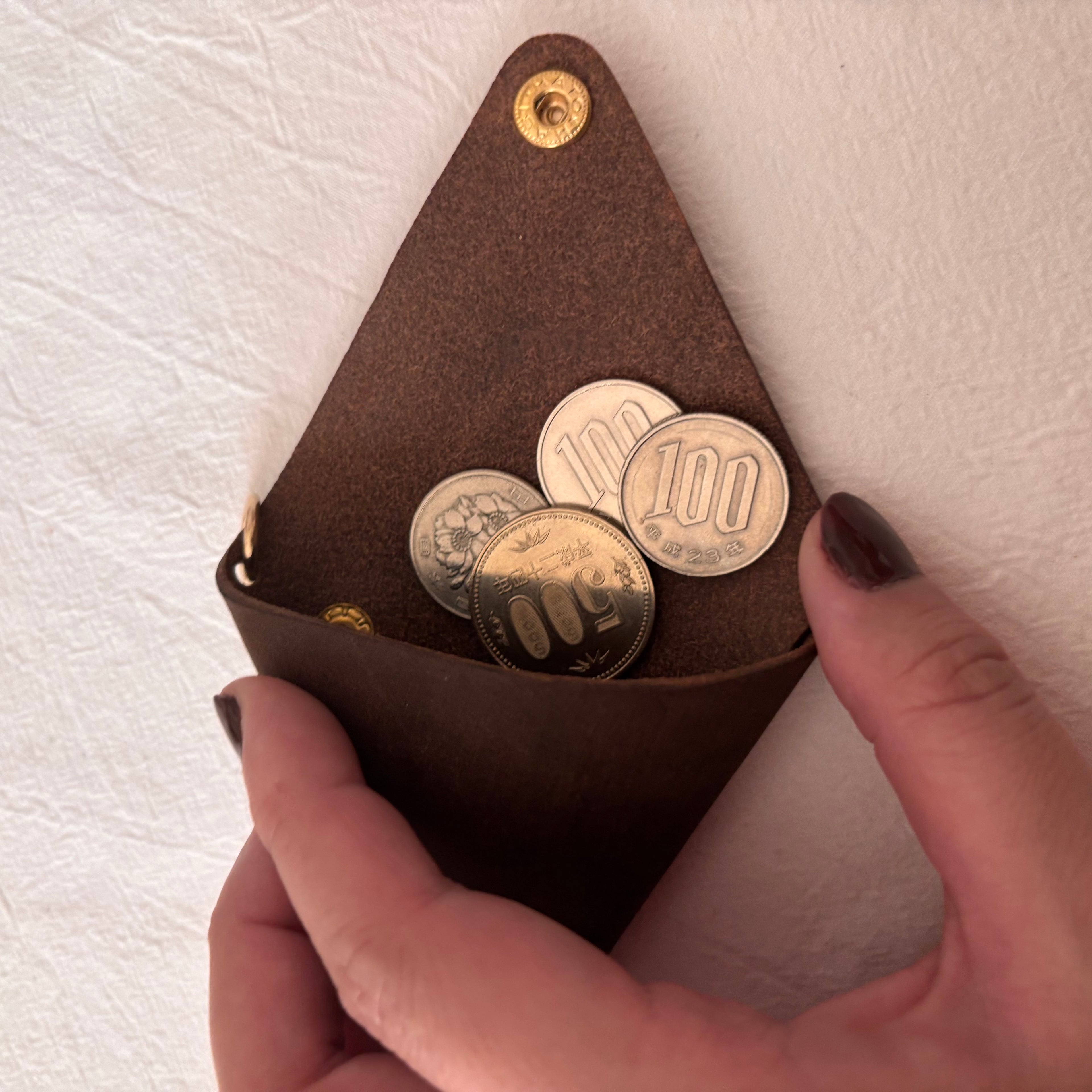 Triangle Coin Pouch-Dark Brown