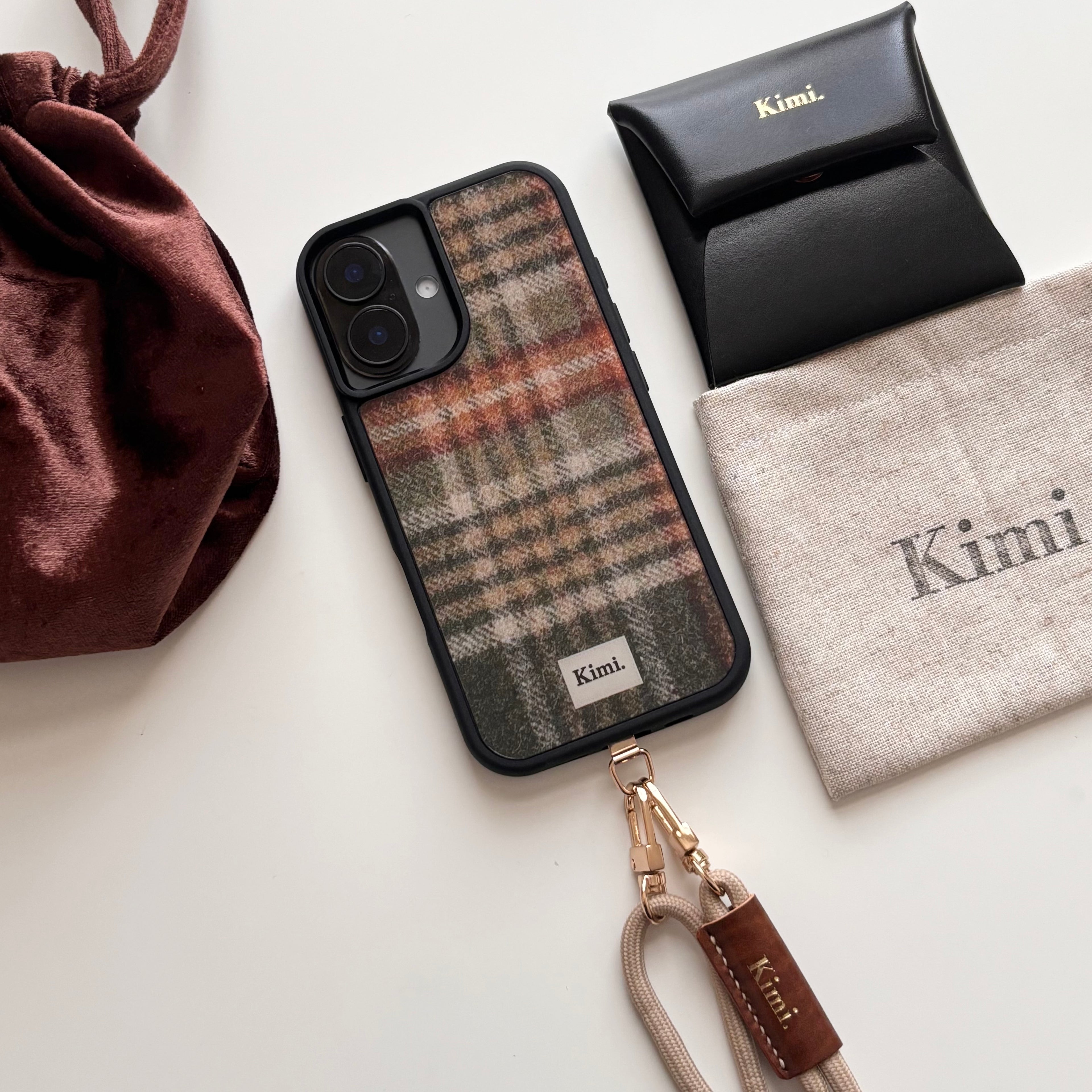 Tweed Check Case-Brown