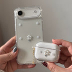 小さなお花のAirPodsケース シルバー