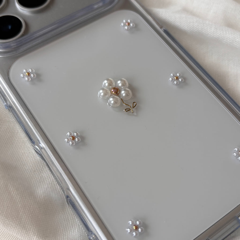 小さなお花のパールケース ブラウンゴールド