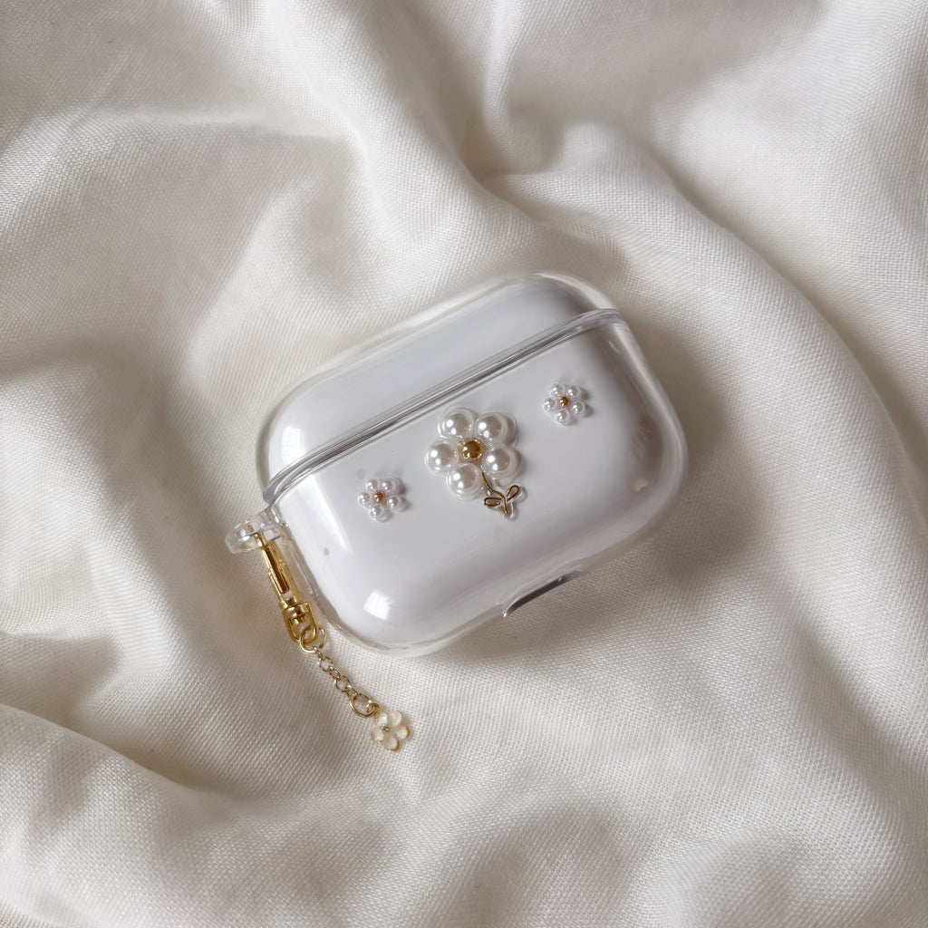 小さなお花のAirPodsケース ブラウンゴールド