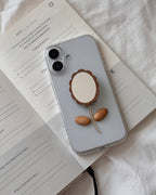 Wood Flower Mirror Grip Case – Natural