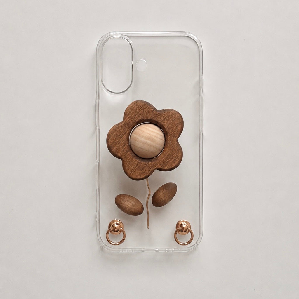 Wood Flower Grip Case-Brown
