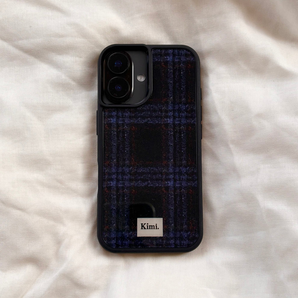 Tweed Check Case-Navy