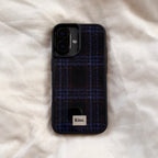 Tweed Check Case-Navy