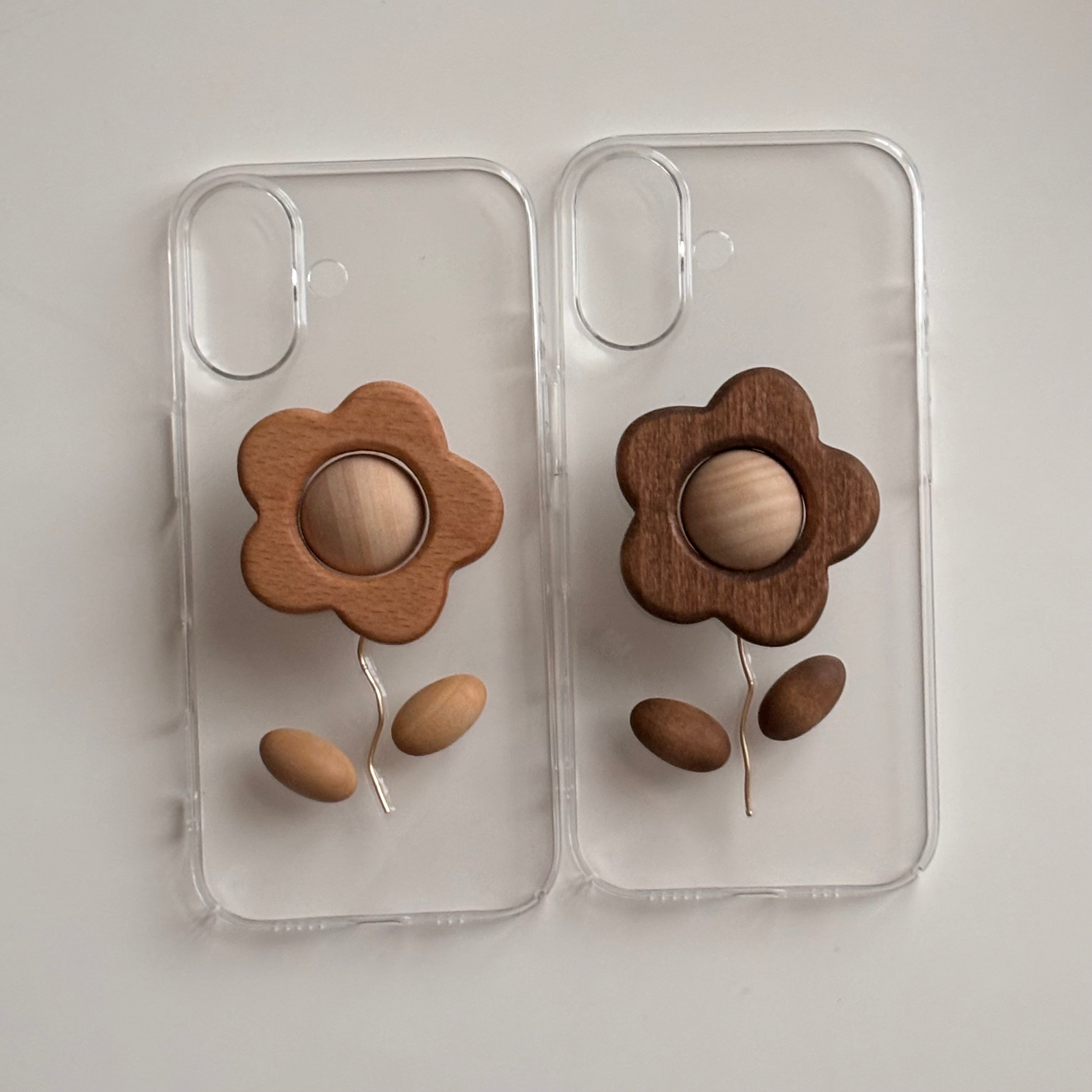 Wood Flower Grip Case-Brown