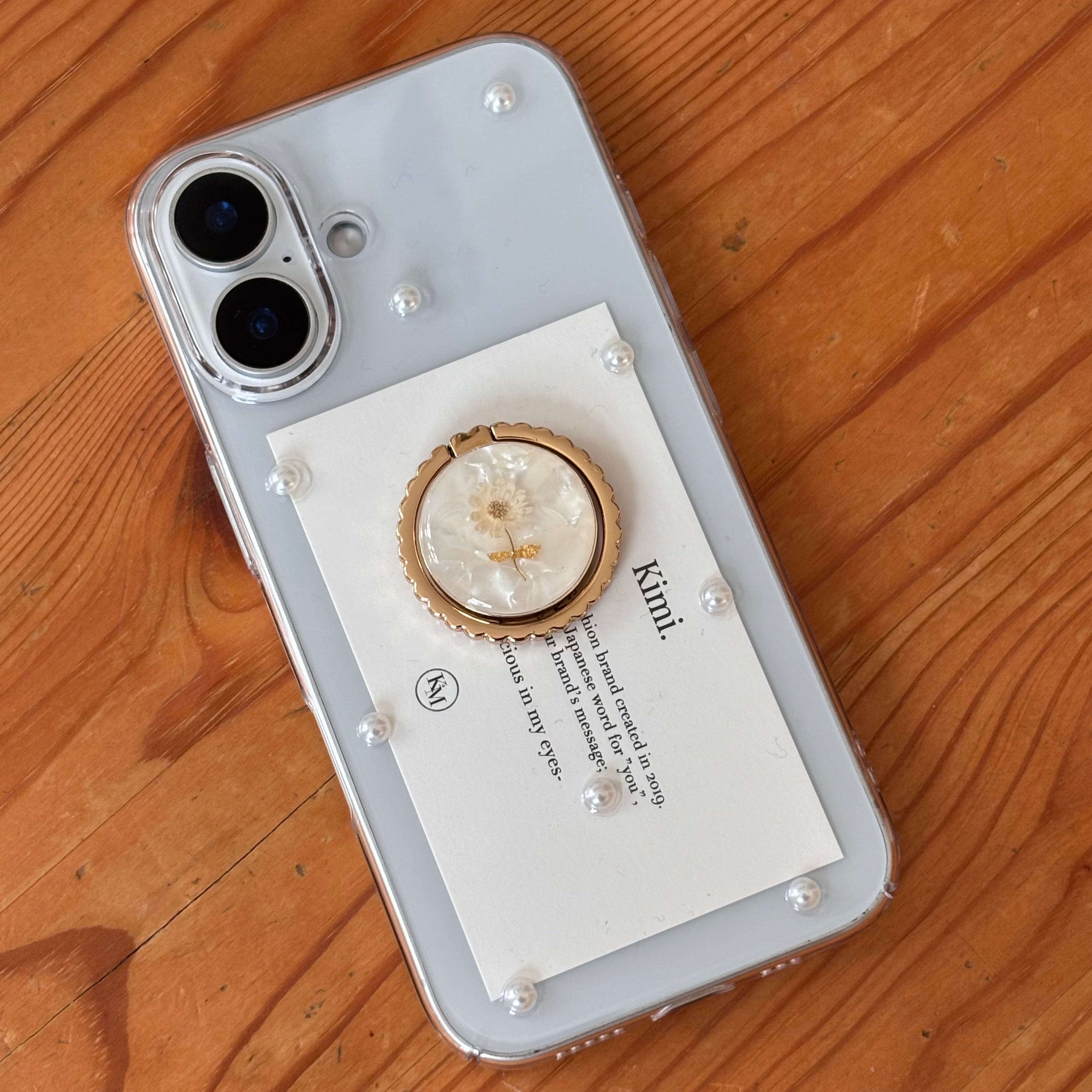 Flower Ring Pearl Phone Case -Silver