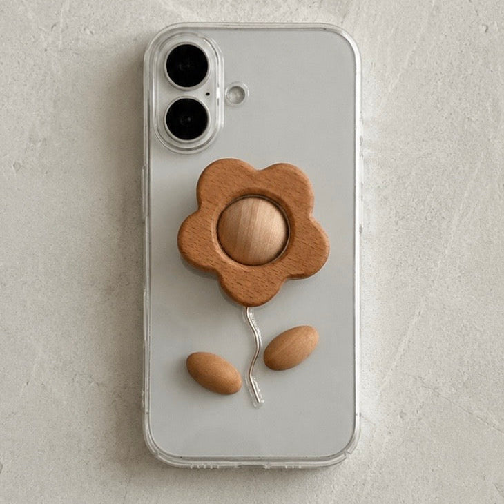Wood Flower Grip Case-Natural