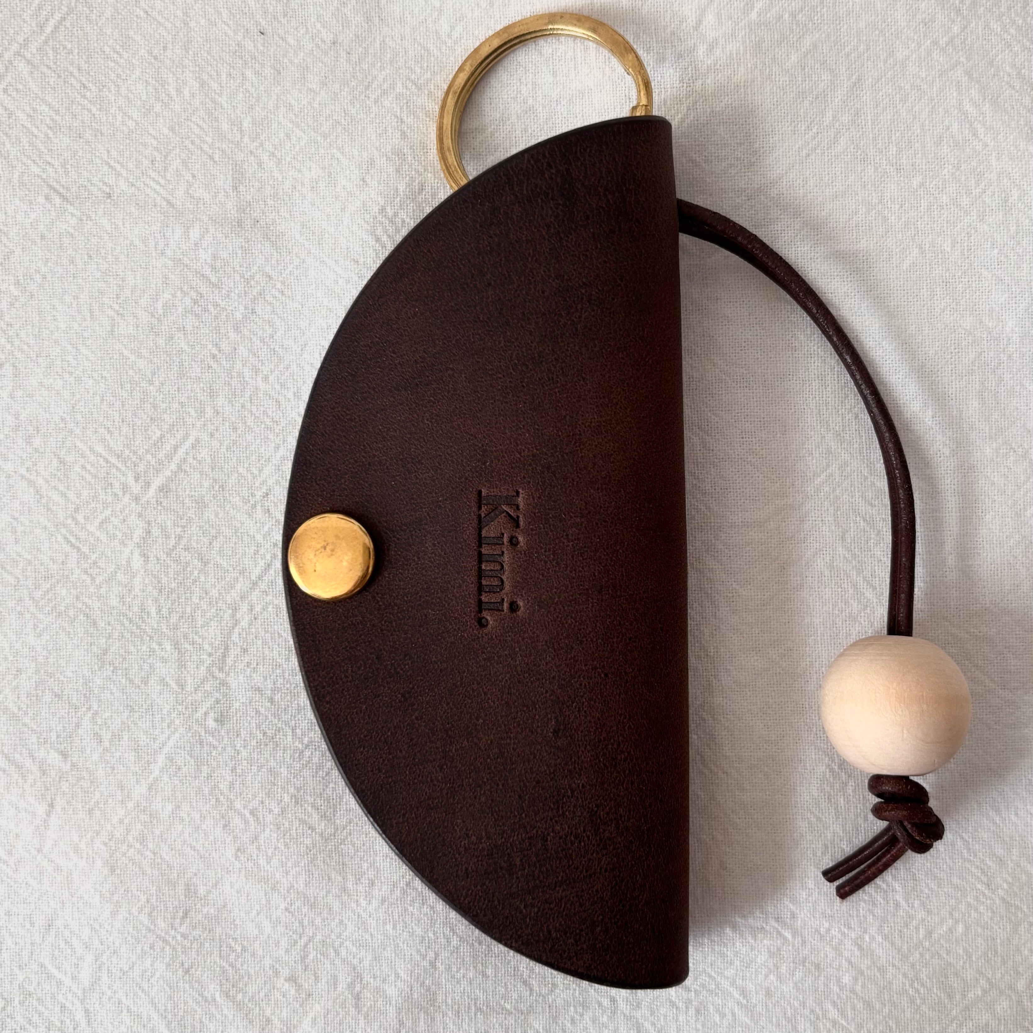 Nubuck Circle Key Case-Dark Brown