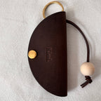 Nubuck Circle Key Case-Dark Brown