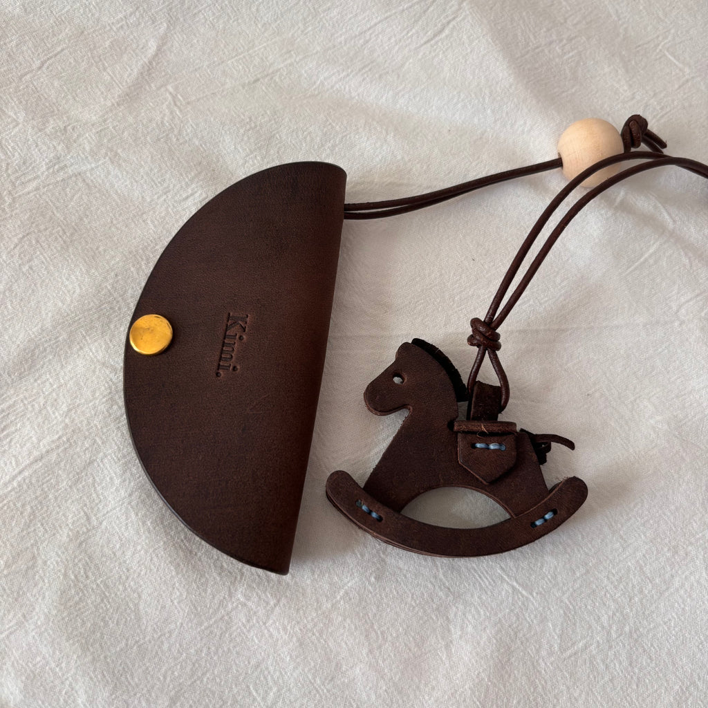 Nubuck Circle Key Case-Dark Brown