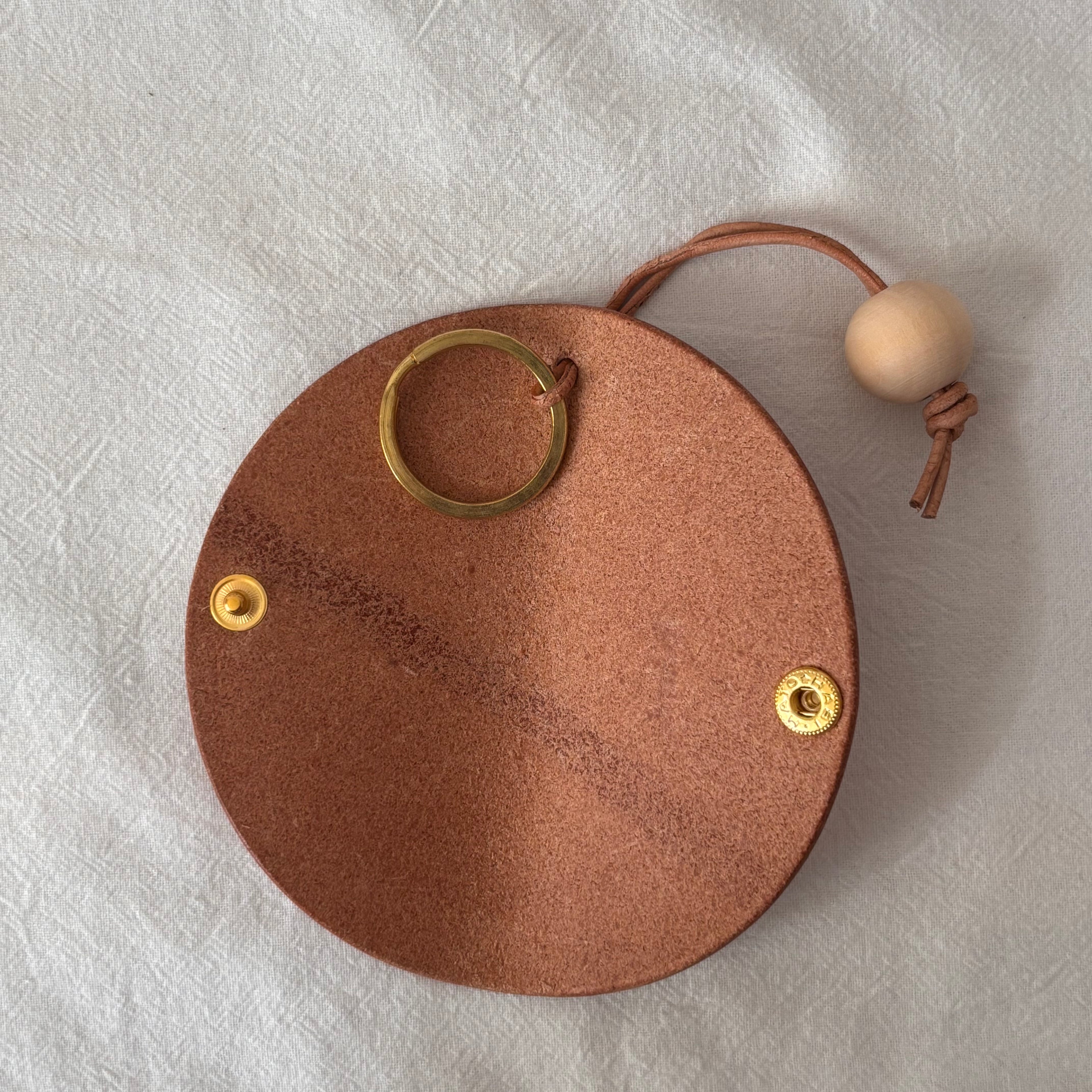 Nubuck Circle Key Case-Camel