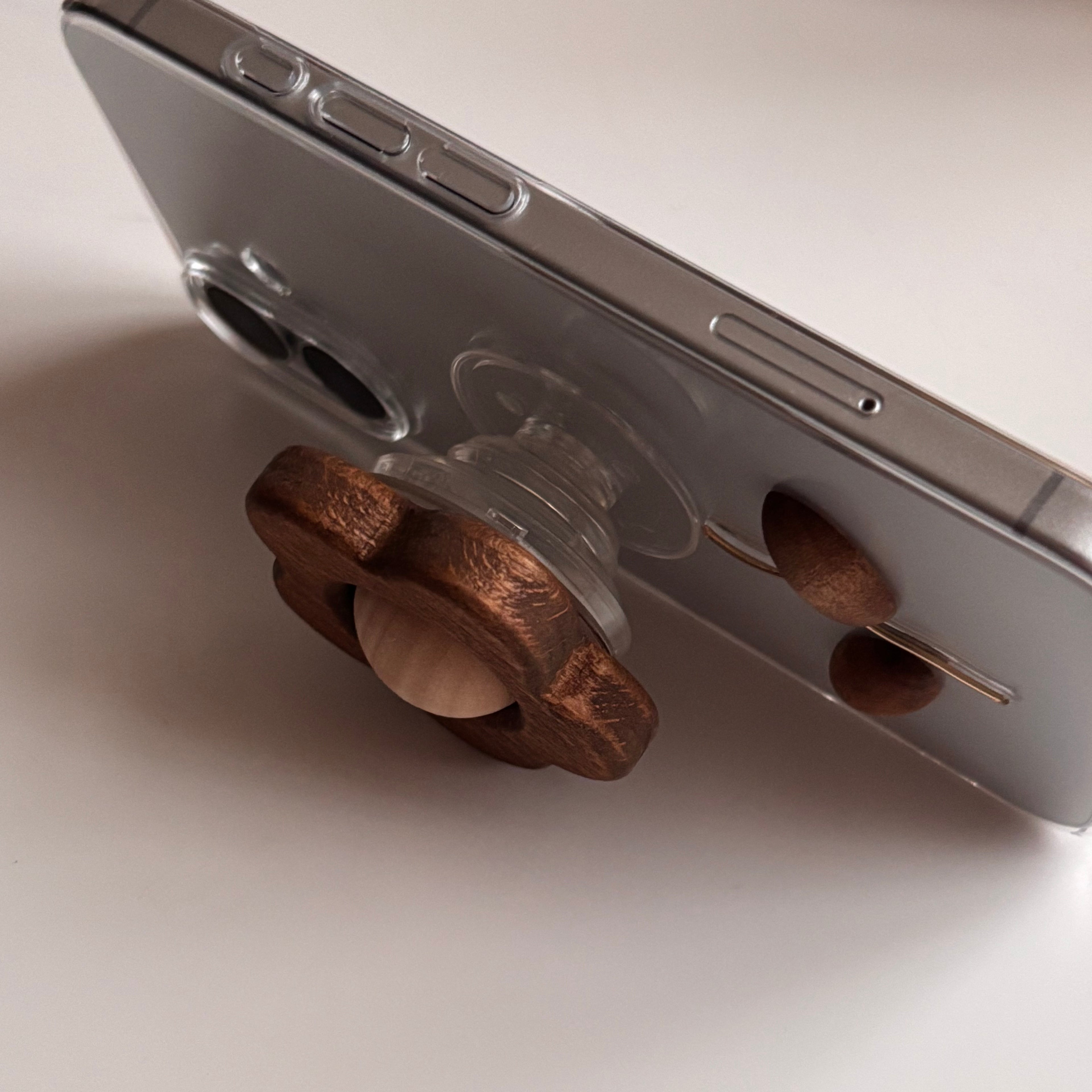 Wood Flower Grip Case-Brown
