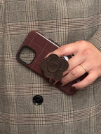 Suede Flower Griptok-Dark Brown