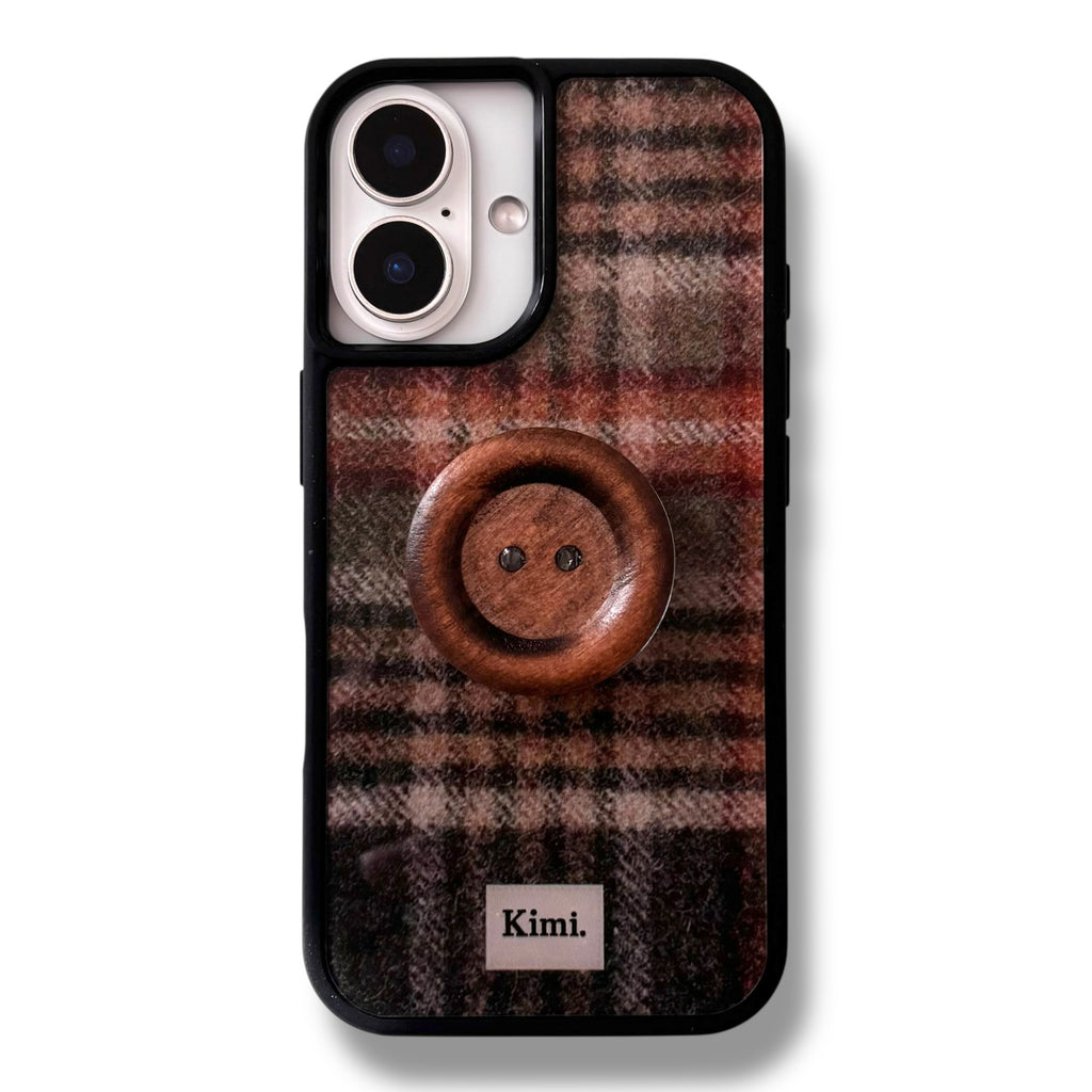 Tweed Check Case-BrownとButton Gripのセット