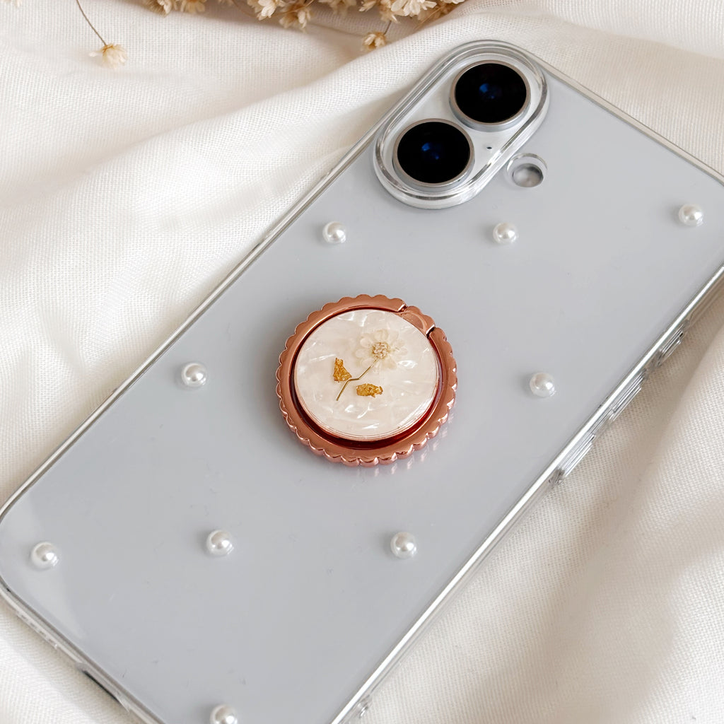 Flower Ring Pearl Phone Case -Rose Gold