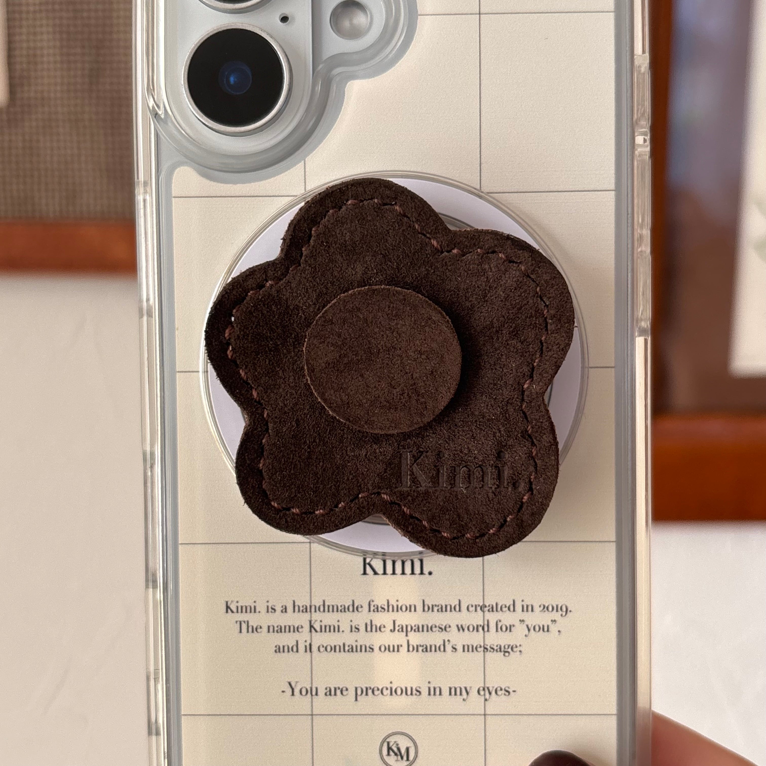 Suede Flower Griptok-Dark Brown