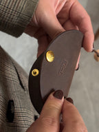 Nubuck Circle Key Case-Dark Brown