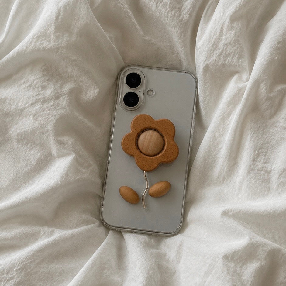 Wood Flower Grip Case-Natural