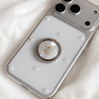 Flower Ring Pearl Phone Case -Silver