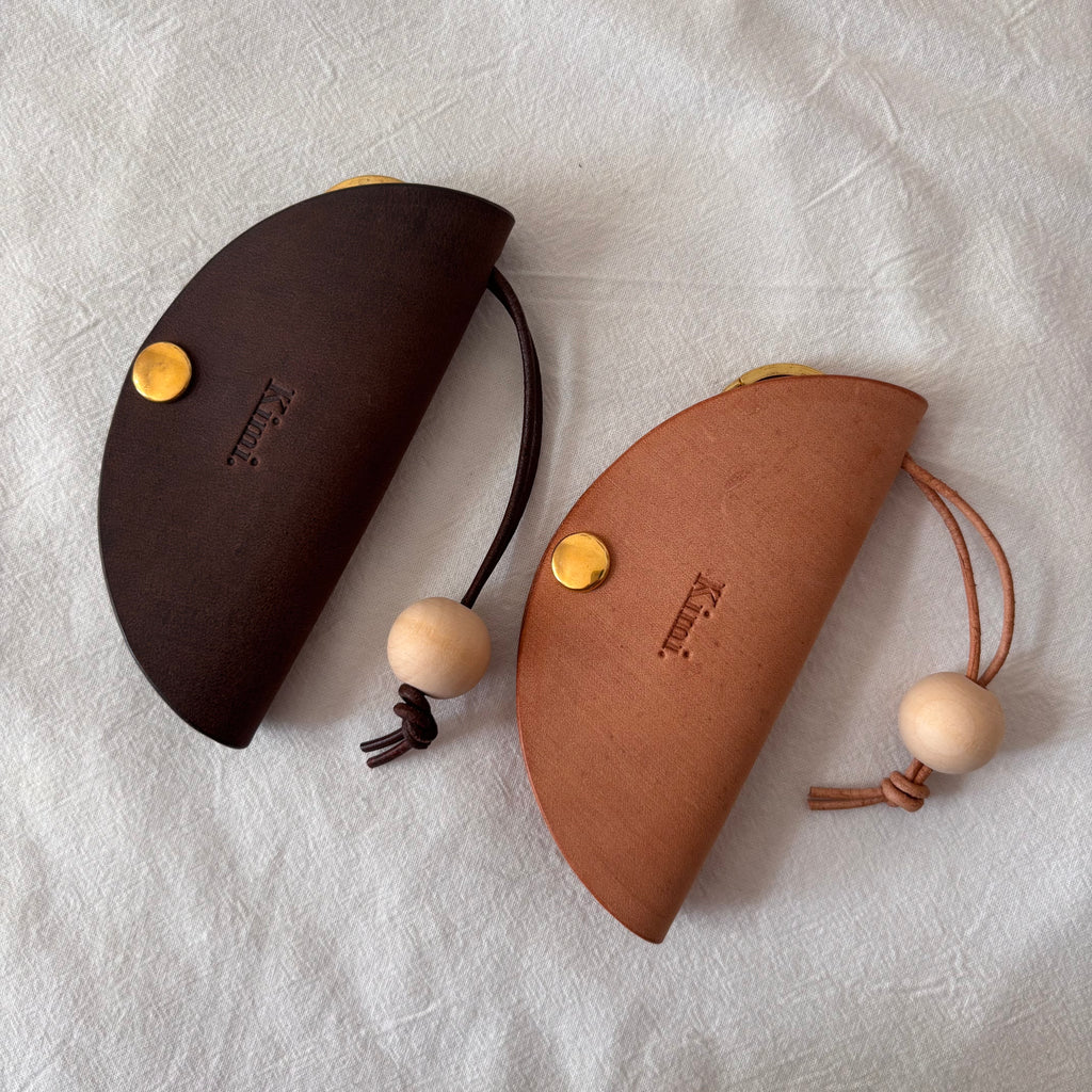 Nubuck Circle Key Case-Dark Brown