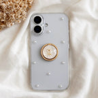 Flower Ring Pearl Phone Case -Gold