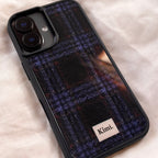 Tweed Check Case-Navy
