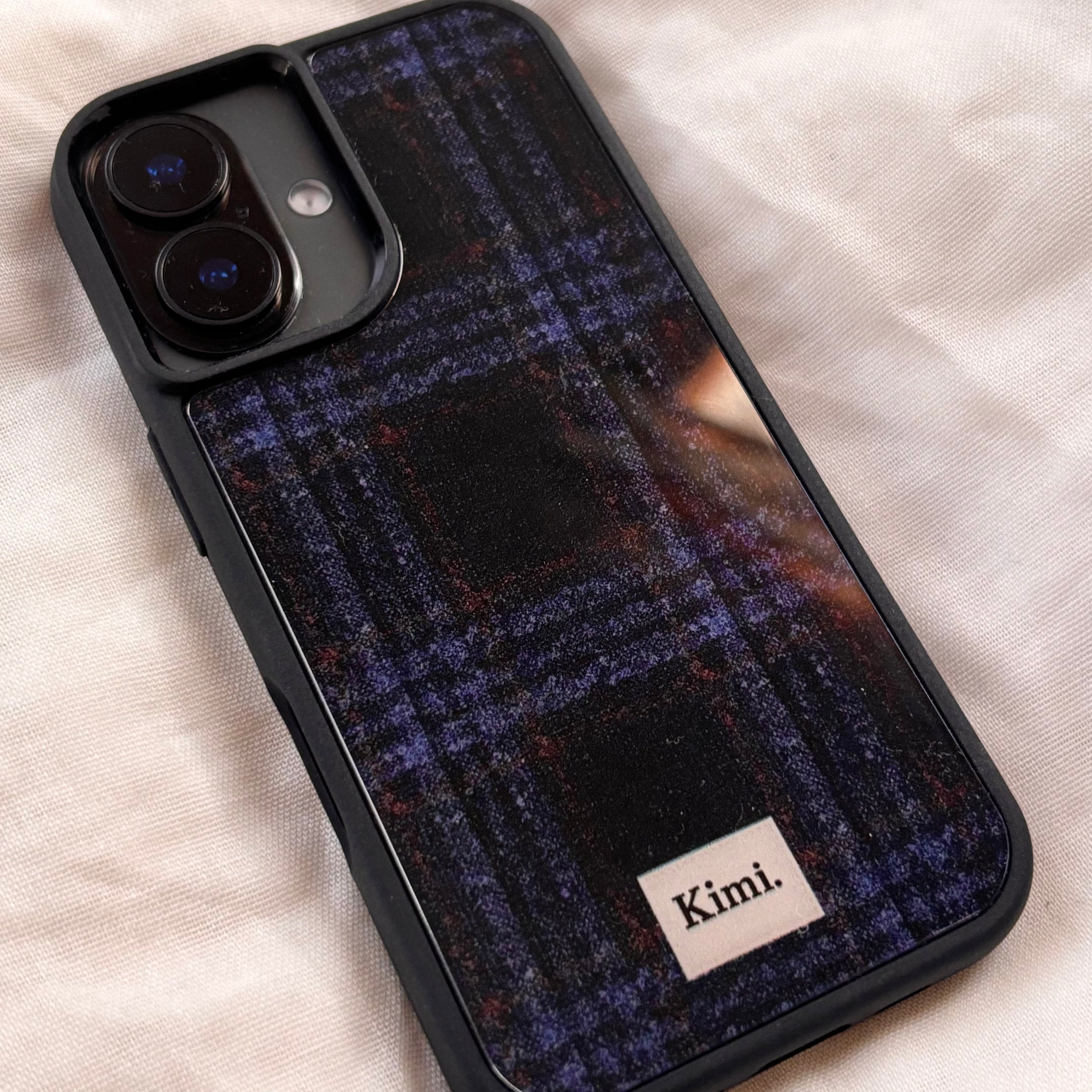 Tweed Check Case-Navy
