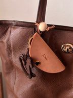 Nubuck Circle Key Case-Camel