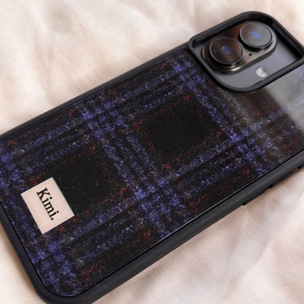 Tweed Check Case-Navy