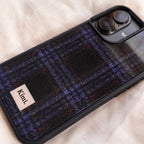 Tweed Check Case-Navy