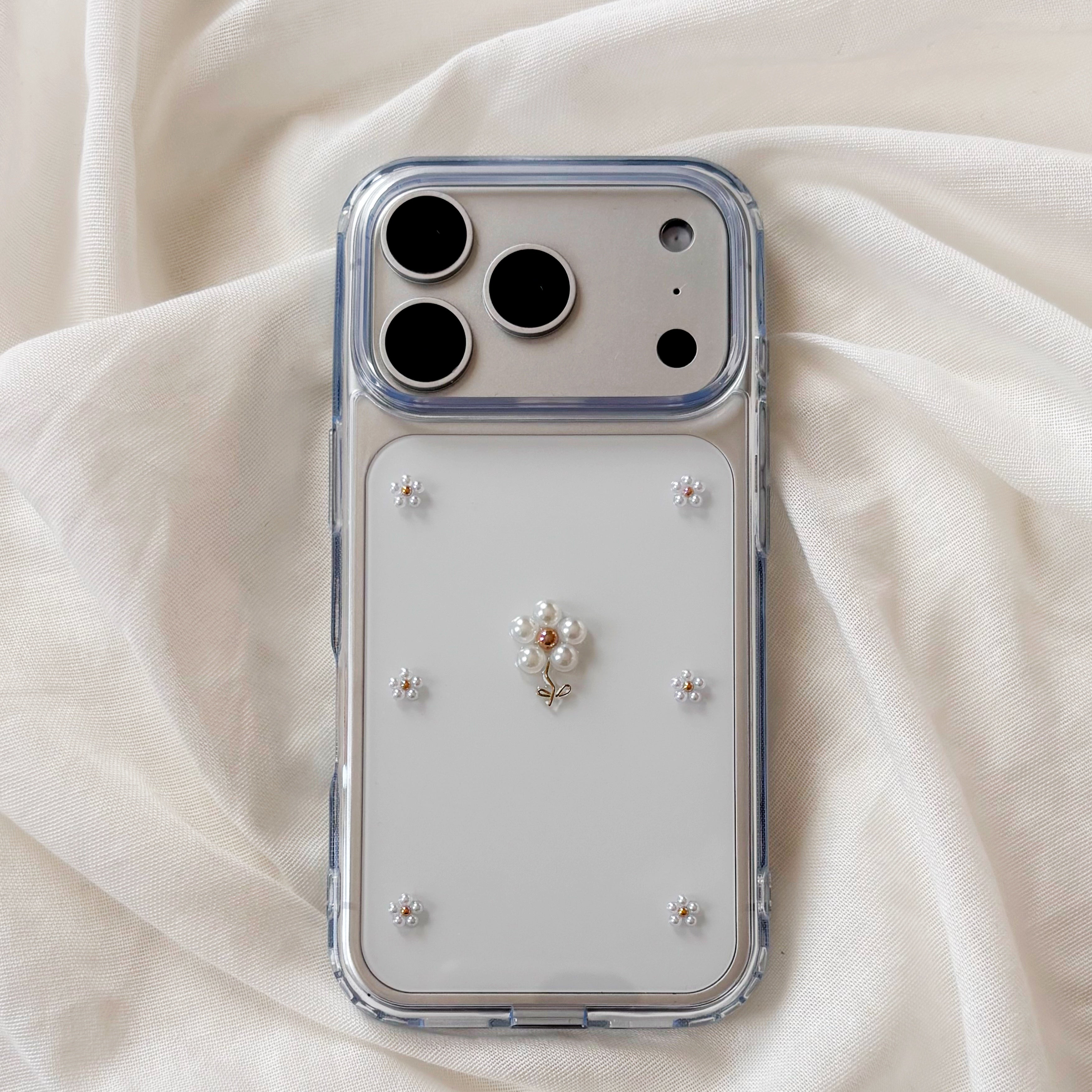 小さなお花のパールケース ブラウンゴールド