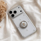 Flower Ring Pearl Phone Case -Silver