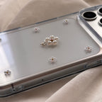 小さなお花のパールケース ブラウンゴールド