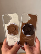 Suede Flower Griptok-Dark Brown