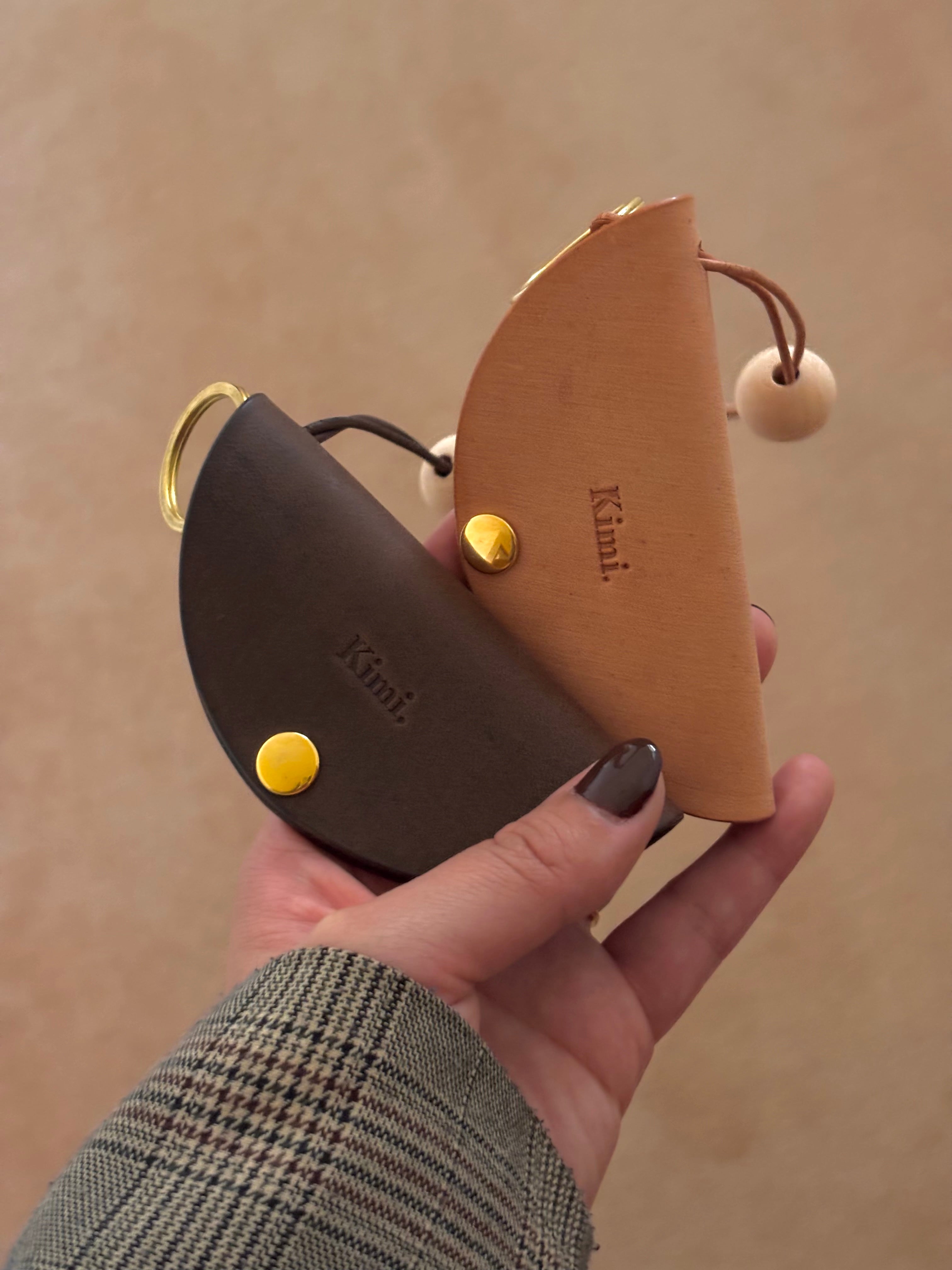 Nubuck Circle Key Case-Dark Brown