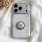 Flower Ring Pearl Phone Case -Silver