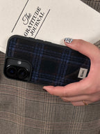 Tweed Check Case-Navy