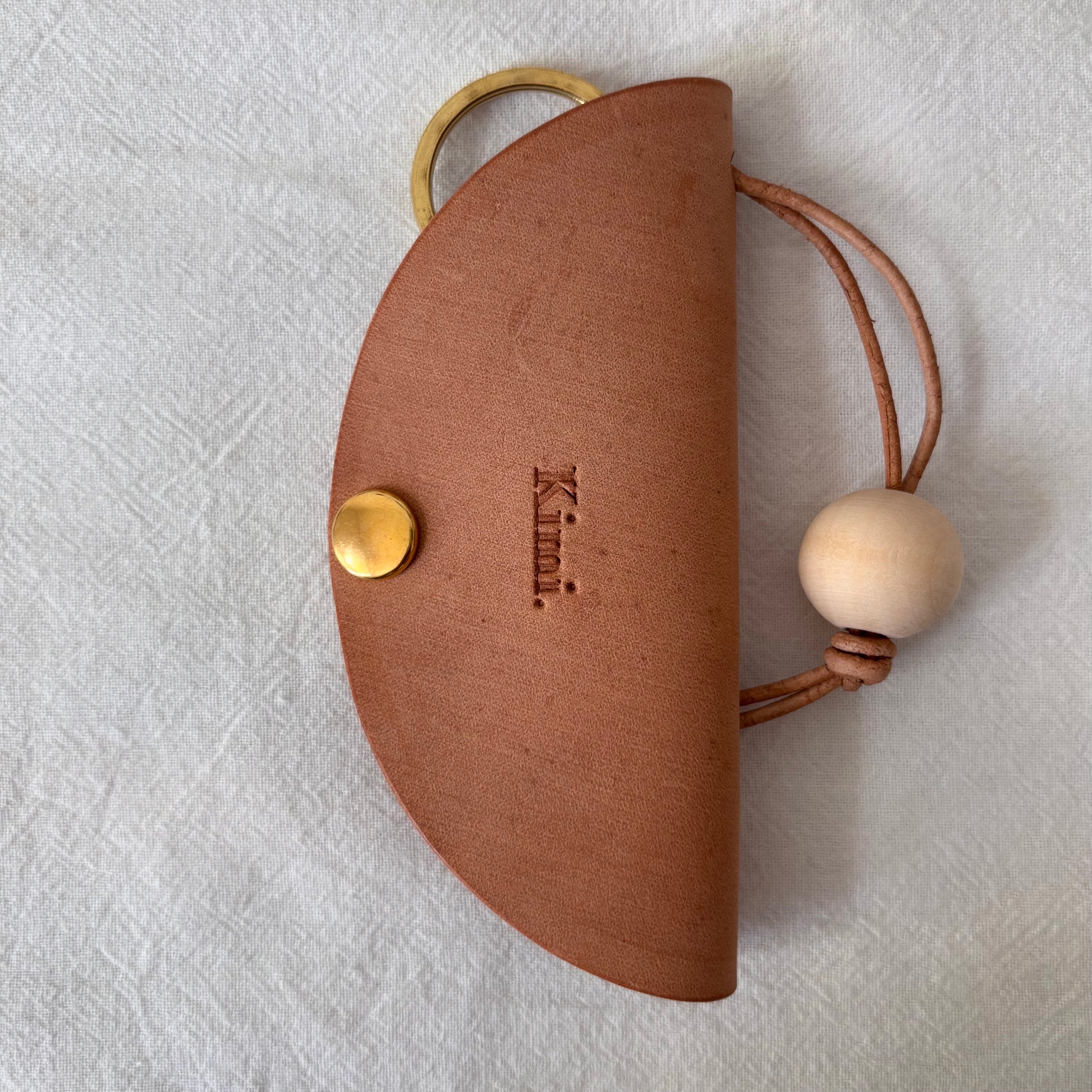 Nubuck Circle Key Case-Camel