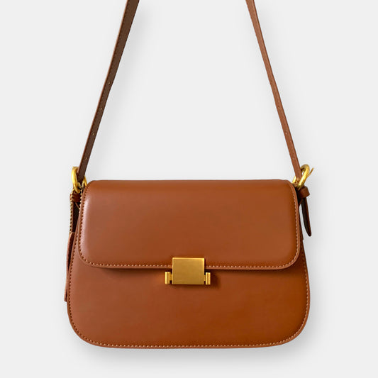 Leather Shoulder Bag-Brown