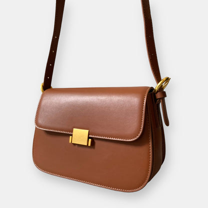 Leather Shoulder Bag-Brown