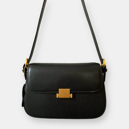 Leather Shoulder Bag-Black