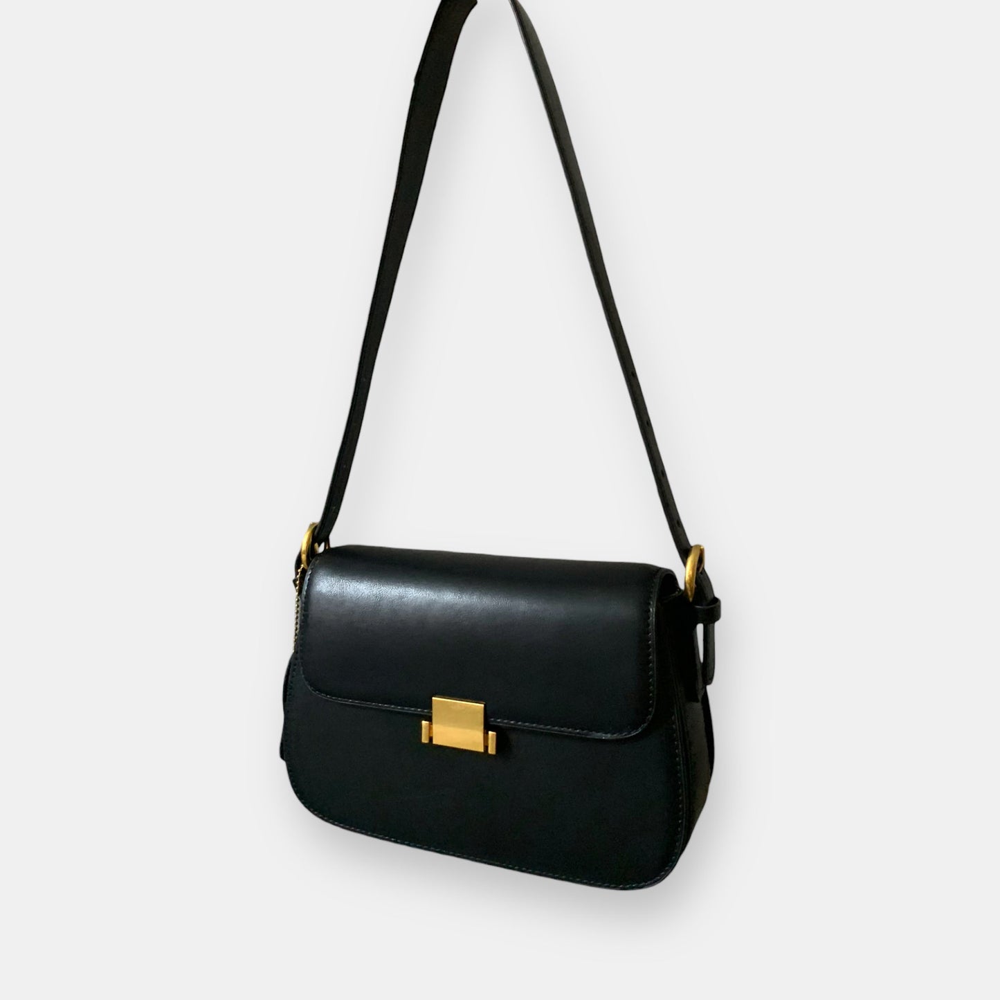 Leather Shoulder Bag-Black